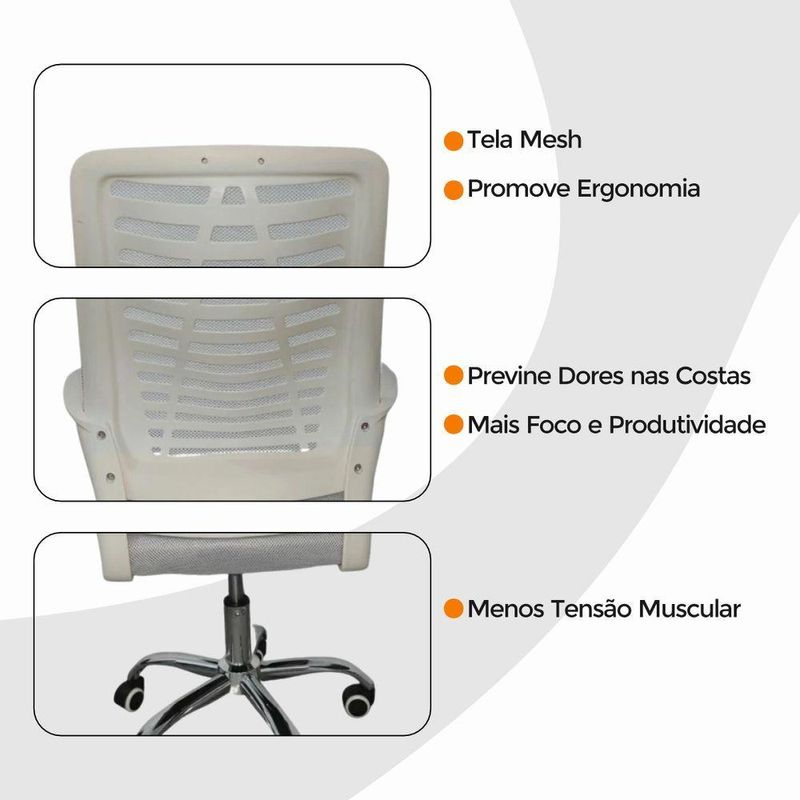 Kit 4 Cadeiras De Escritório Esteirinha Tela Mesh Branco