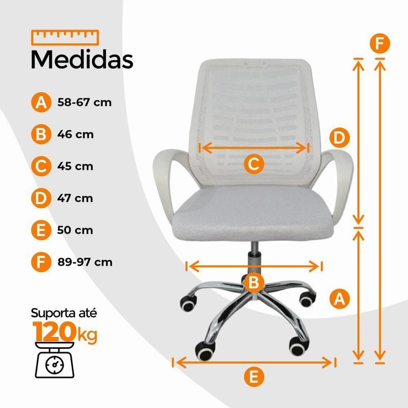 Kit 4 Cadeiras De Escritório Esteirinha Tela Mesh Branco