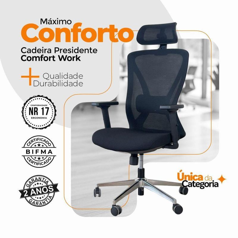Kit 5 Cadeiras De Escritório Presidente Oficial Work