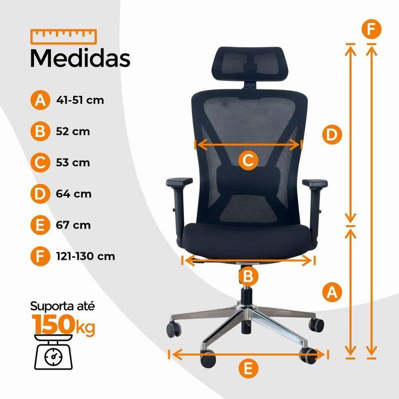 Kit 5 Cadeiras De Escritório Presidente Oficial Work