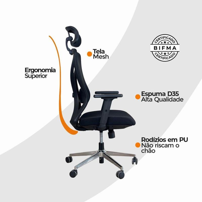 Kit 5 Cadeiras De Escritório Presidente Oficial Work