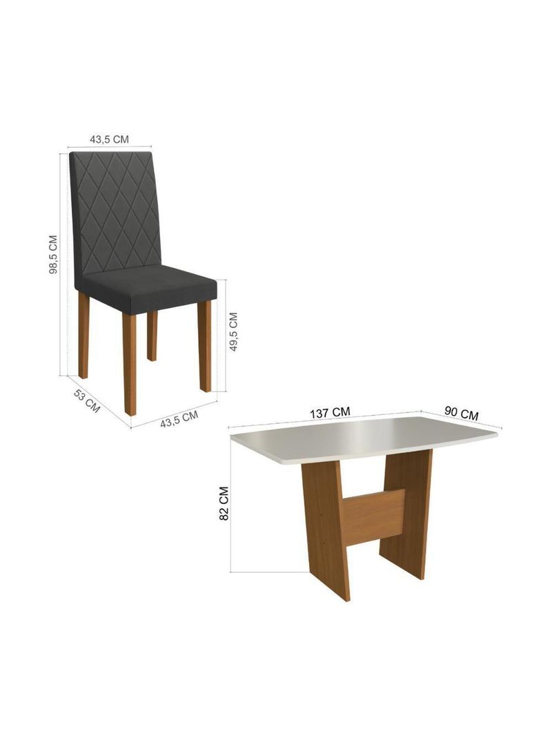 Conjunto Mesa De Jantar 137cm Com 4 Cadeiras Multimóveis CR50210 Freijó-off White-grafite