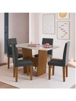 Conjunto Mesa De Jantar 137cm Com 4 Cadeiras Multimóveis CR50210 Freijó-off White-grafite