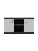 Balcão De Escritório 135cm 2 Portas Com Chave Multimóveis Cr25297 Cinza/preto Cinza/preto