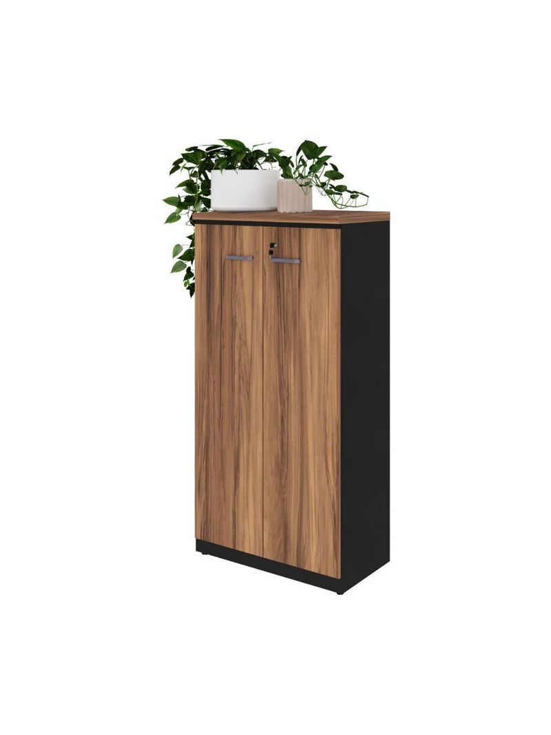 Armário De Escritório 80cm 2 Portas Com Chave Multimóveis Cr25294 Sevilha Preto