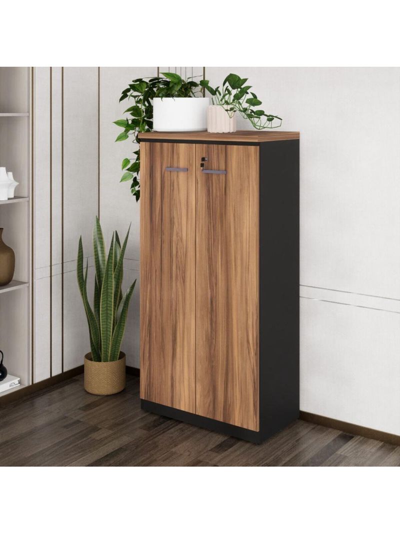 Armário De Escritório 80cm 2 Portas Com Chave Multimóveis Cr25294 Sevilha Preto