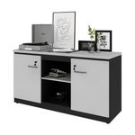 Balcão De Escritório 135cm 2 Portas Com Chave Multimóveis Cr25297 Cinza/preto Cinza/preto