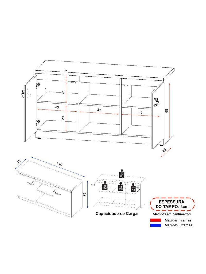 Balcão De Escritório 135cm 2 Portas Com Chave Multimóveis Cr25297 Cinza/preto Cinza/preto