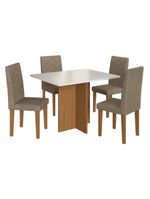 Conjunto Mesa De Jantar 110cm Com 4 Cadeiras Multimóveis CR50208 Cacau Freijó-off White-cacau
