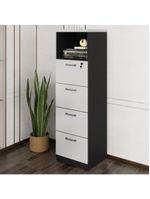 Armário De Escritório Para Arquivos 46,5cm 4 Gavetas Multimóveis Cr25295 Cinza Preto