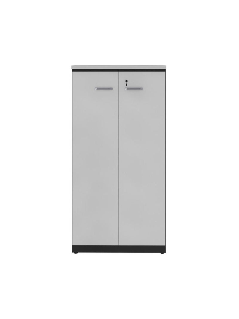 Armário De Escritório 80cm 2 Portas Com Chave Multimóveis Cr25294 Cinza/preto