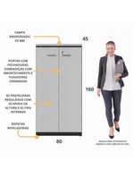 Armário De Escritório 80cm 2 Portas Com Chave Multimóveis Cr25294 Cinza/preto