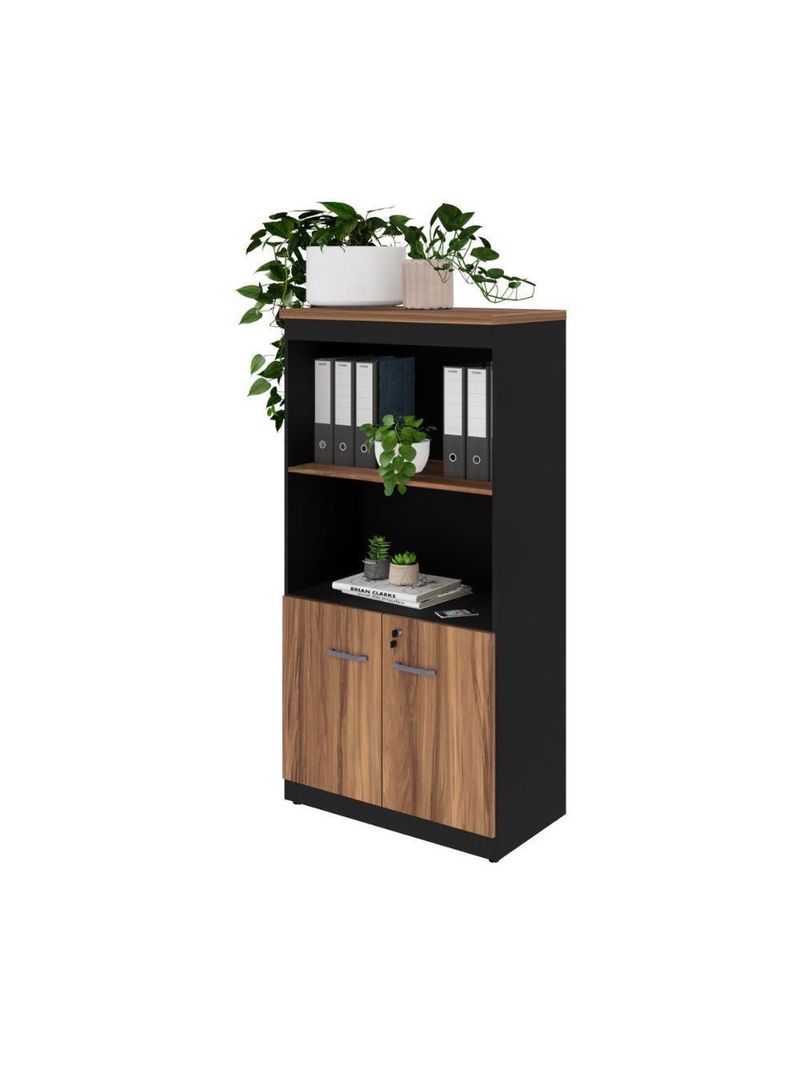 Armário De Escritório 80cm 2 Portas Com Chave Multimóveis Cr25298 Sevilha Preto