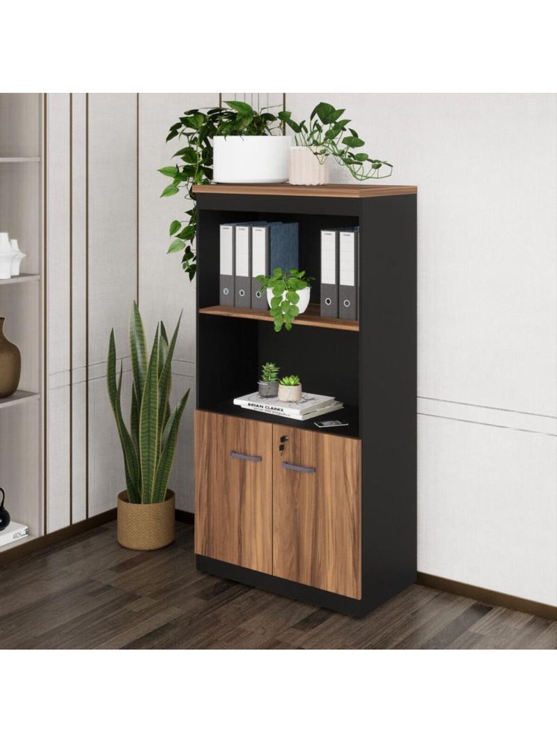 Armário De Escritório 80cm 2 Portas Com Chave Multimóveis Cr25298 Sevilha Preto