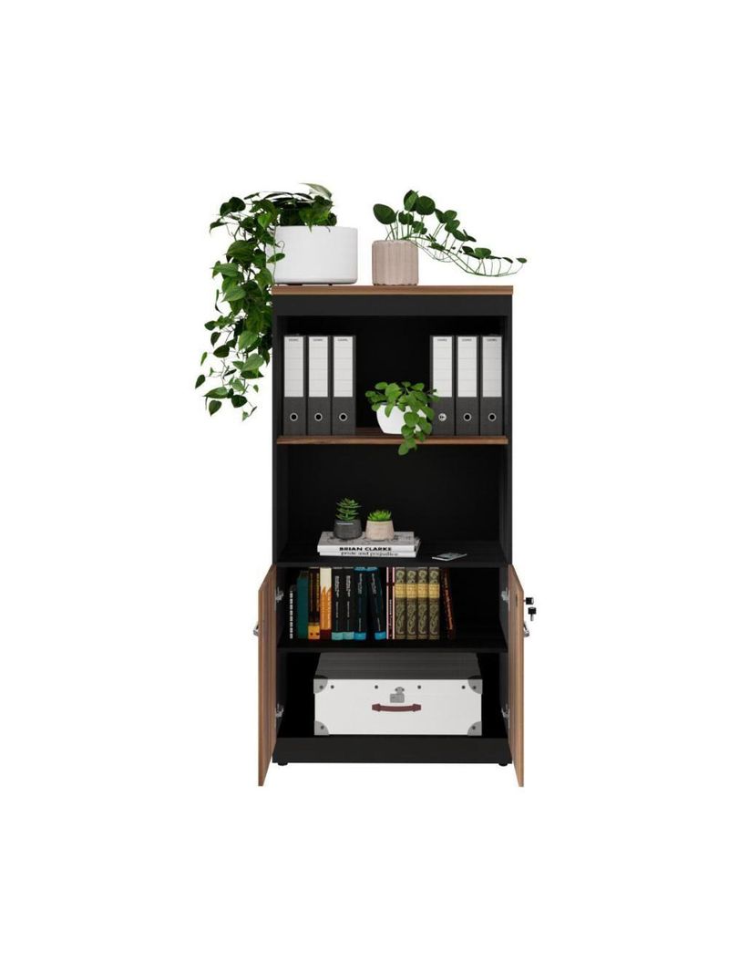 Armário De Escritório 80cm 2 Portas Com Chave Multimóveis Cr25298 Sevilha Preto