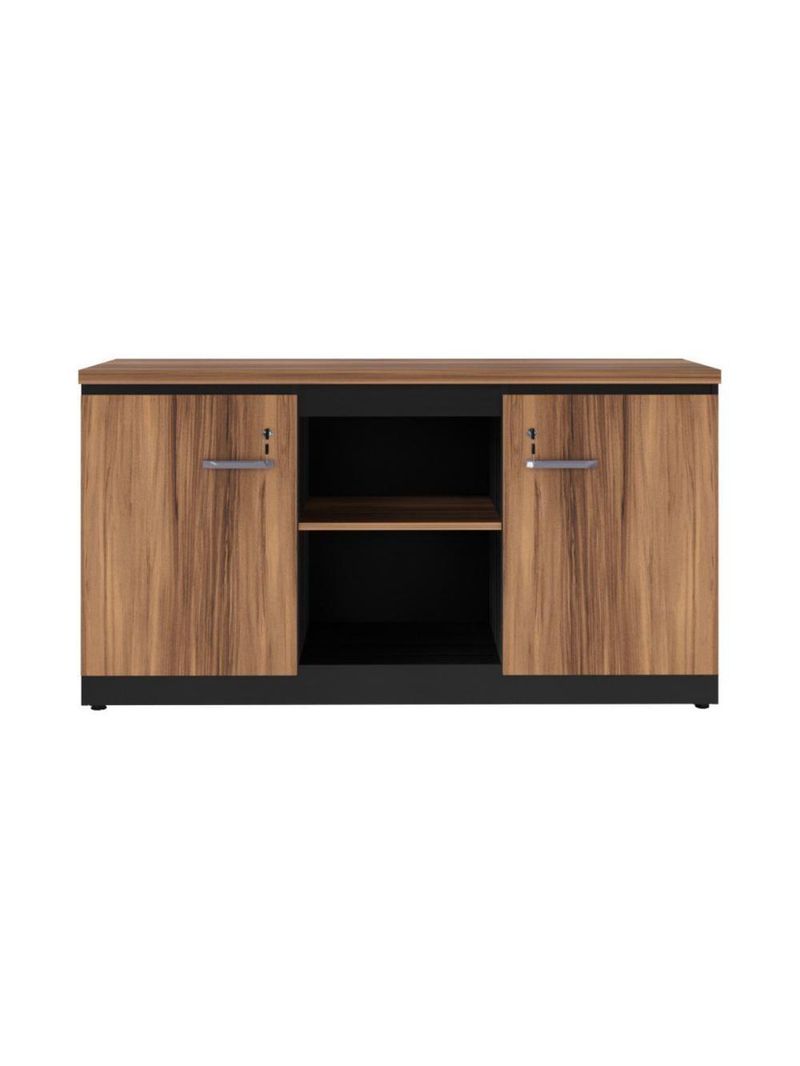 Balcão De Escritório 135cm 2 Portas Com Chave Multimóveis Cr25297 Sevilha Preto