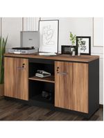 Balcão De Escritório 135cm 2 Portas Com Chave Multimóveis Cr25297 Sevilha Preto