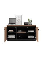 Balcão De Escritório 135cm 2 Portas Com Chave Multimóveis Cr25297 Sevilha Preto