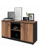 Balcão De Escritório 135cm 2 Portas Com Chave Multimóveis Cr25297 Sevilha Preto