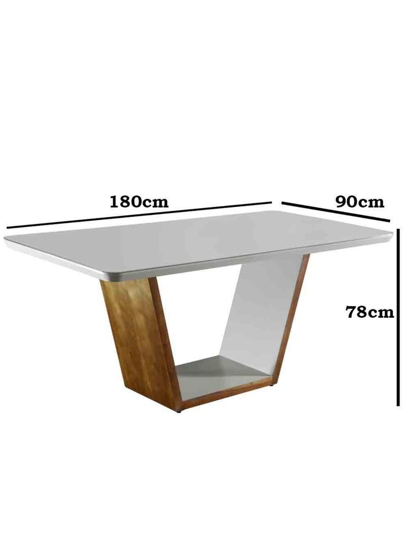 Mesa Para Sala Jantar Luna 180 Mobillare Off White/Imbuia
