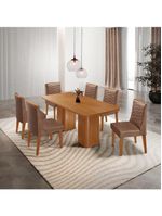 Mesa De Jantar Eloise 180cm Tampo MDF Com 6 Cadeira Moderna Tork Naturale