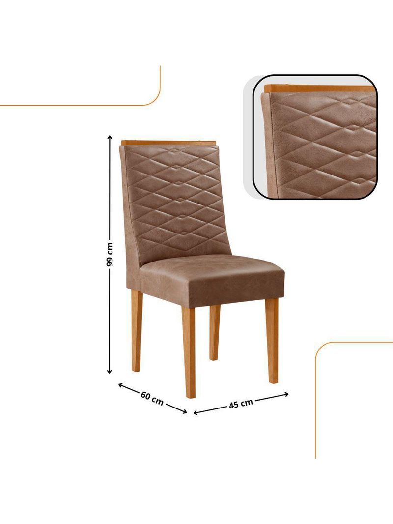 Mesa De Jantar Eloise 180cm Tampo MDF Com 6 Cadeira Moderna Tork Naturale