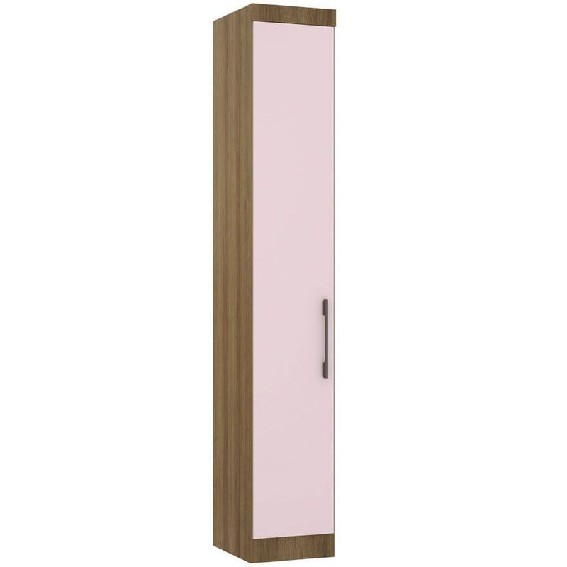 Guarda Roupa Modulado Infantil Paris 1 Porta Bater Avelã Pf-rosa Pf