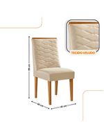 Mesa De Jantar Eloise 180cm Tampo MDF Com 6 Cadeira Moderna Veludo Creme Naturale