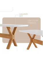 Sala De Jantar Mesa Star Tampo Laqueado E 6 Cadeiras Linho Palha/laq Off/cinam Imbuia