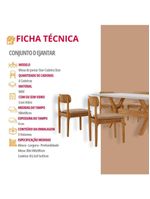 Sala De Jantar Mesa Star Tampo Laqueado E 6 Cadeiras Linho Palha/laq Off/cinam Imbuia