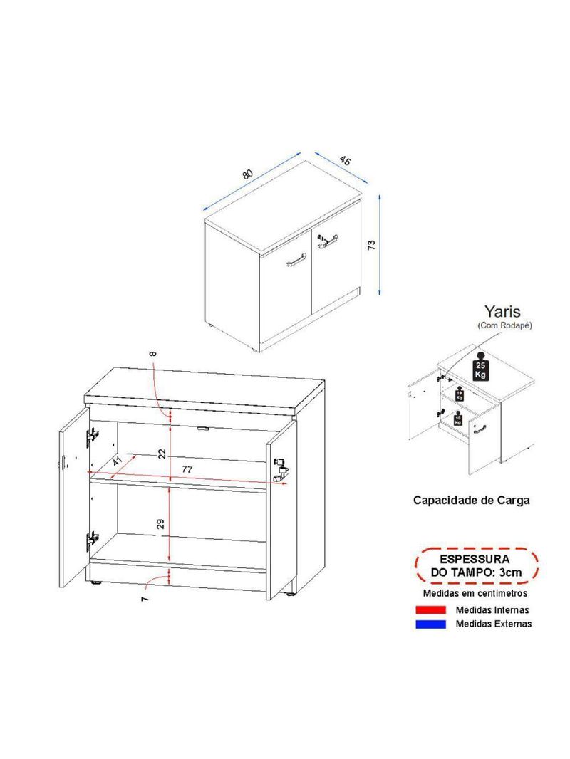 Balcão De Escritório 80cm 2 Portas Com Chave Multimóveis Cr25296 Sevilha Preto
