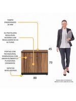 Balcão De Escritório 80cm 2 Portas Com Chave Multimóveis Cr25296 Sevilha Preto