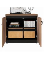Balcão De Escritório 80cm 2 Portas Com Chave Multimóveis Cr25296 Sevilha Preto