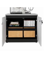 Balcão De Escritório 80cm 2 Portas Com Chave Multimóveis Cr25296 Cinza Preto