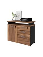 Balcão De Escritório Extensível 90cm 1 Porta Com Chave 3 Gavetas Multimóveis Cr25299 Sevilha Preto