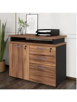 Balcão De Escritório Extensível 90cm 1 Porta Com Chave 3 Gavetas Multimóveis Cr25299 Sevilha Preto