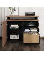 Balcão De Escritório Extensível 90cm 1 Porta Com Chave 3 Gavetas Multimóveis Cr25299 Sevilha Preto