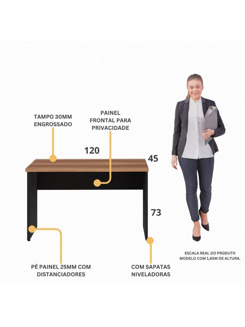 Escrivaninha Mesa De Escritório 120cm Multimóveis Cr25312 Sevilha Preto