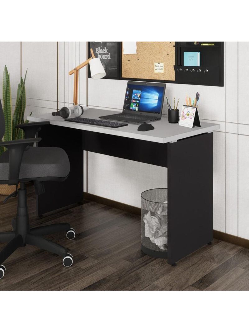 Escrivaninha Mesa De Escritório 120cm Multimóveis Cr25312 Cinza Preto
