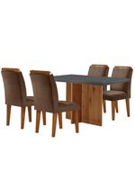 Sala De Jantar Mesa 120cm   Vidro Canto Reto 4 Cadeiras