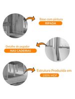 Sala De Jantar Mesa 120cm   Vidro Canto Reto 4 Cadeiras