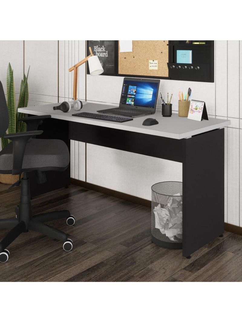 Escrivaninha Mesa De Escritório 150cm Multimóveis Cr25318 Cinza Preto