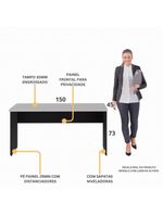 Escrivaninha Mesa De Escritório 150cm Multimóveis Cr25318 Cinza Preto