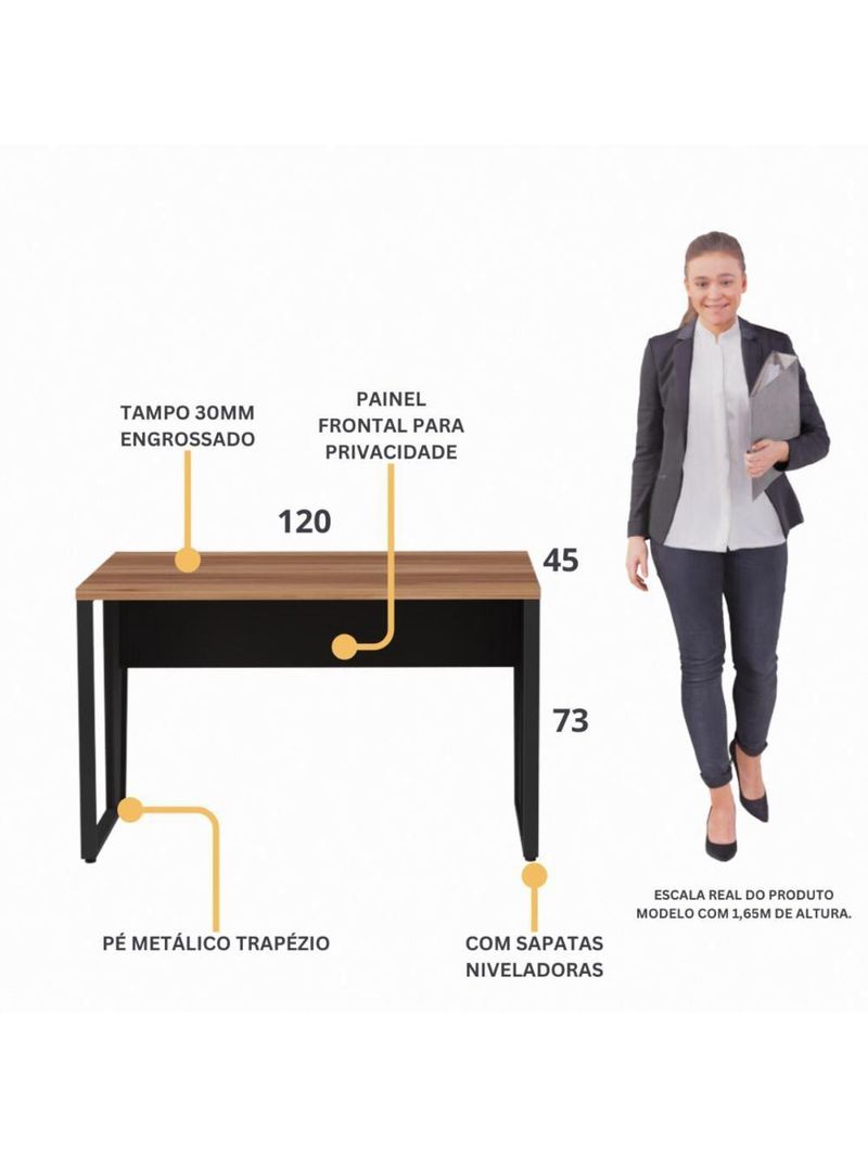 Escrivaninha Mesa De Escritório 120cm Multimóveis Cr25327 Sevilha Preto