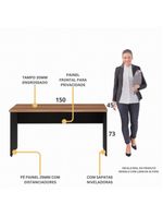 Escrivaninha Mesa De Escritório 150cm Multimóveis Cr25318 Sevilha Preto