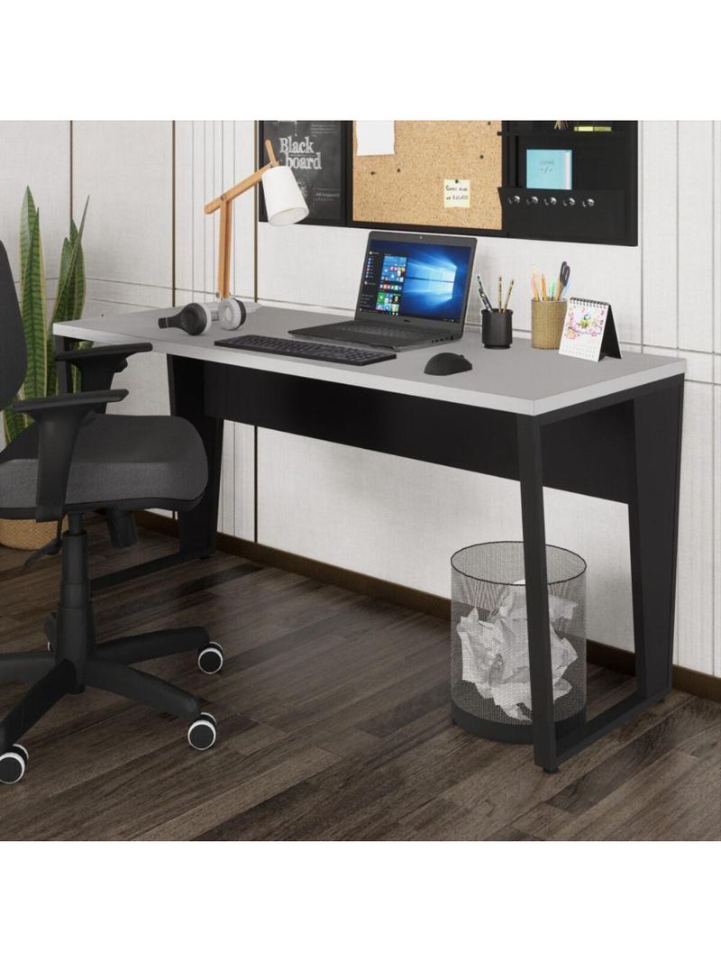 Escrivaninha Mesa De Escritório 150cm Multimóveis Cr25329 Cinza Preto