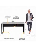 Escrivaninha Mesa De Escritório 150cm Multimóveis Cr25329 Cinza Preto