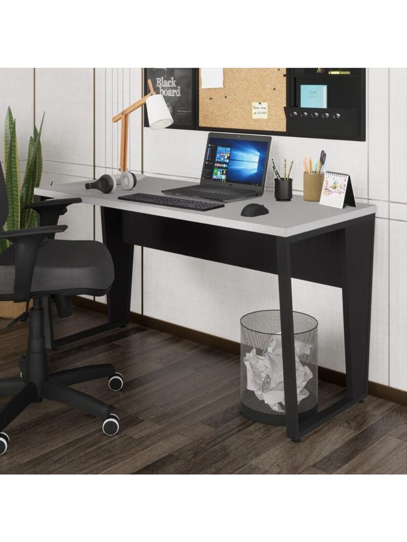 Escrivaninha Mesa De Escritório 135cm Multimóveis Cr25328 Cinza Preto