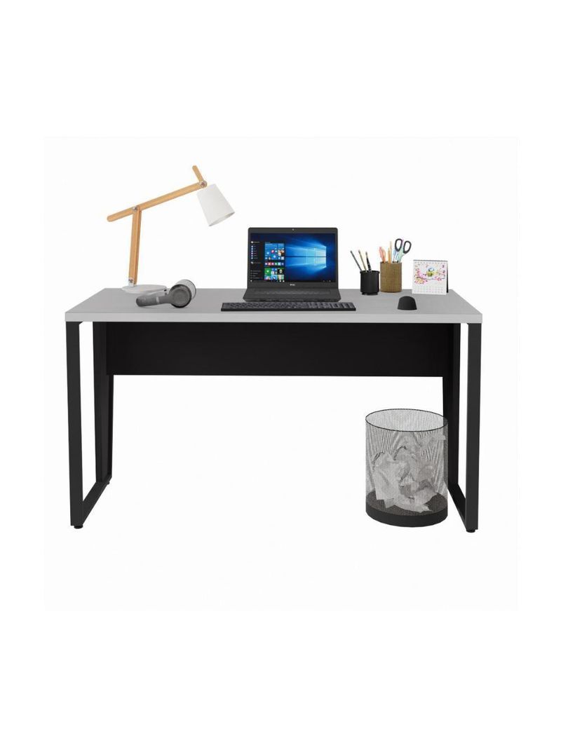 Escrivaninha Mesa De Escritório 135cm Multimóveis Cr25328 Cinza Preto