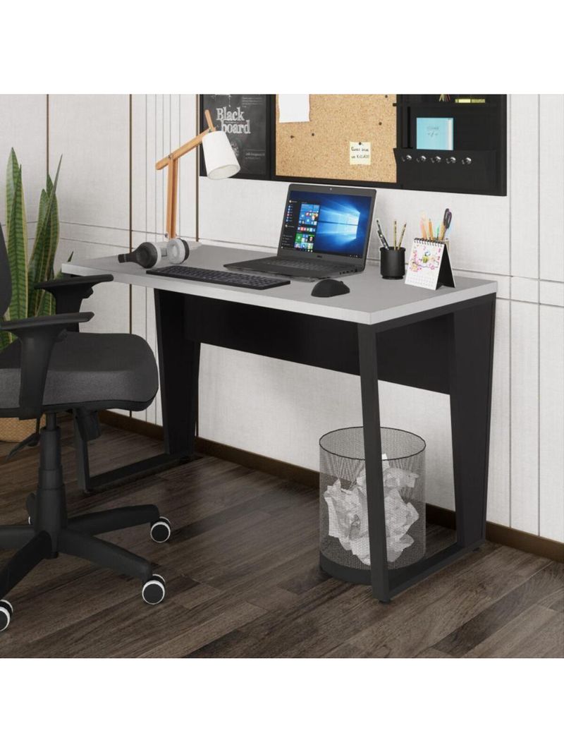 Escrivaninha Mesa De Escritório 120cm Multimóveis Cr25327 Cinza Preto